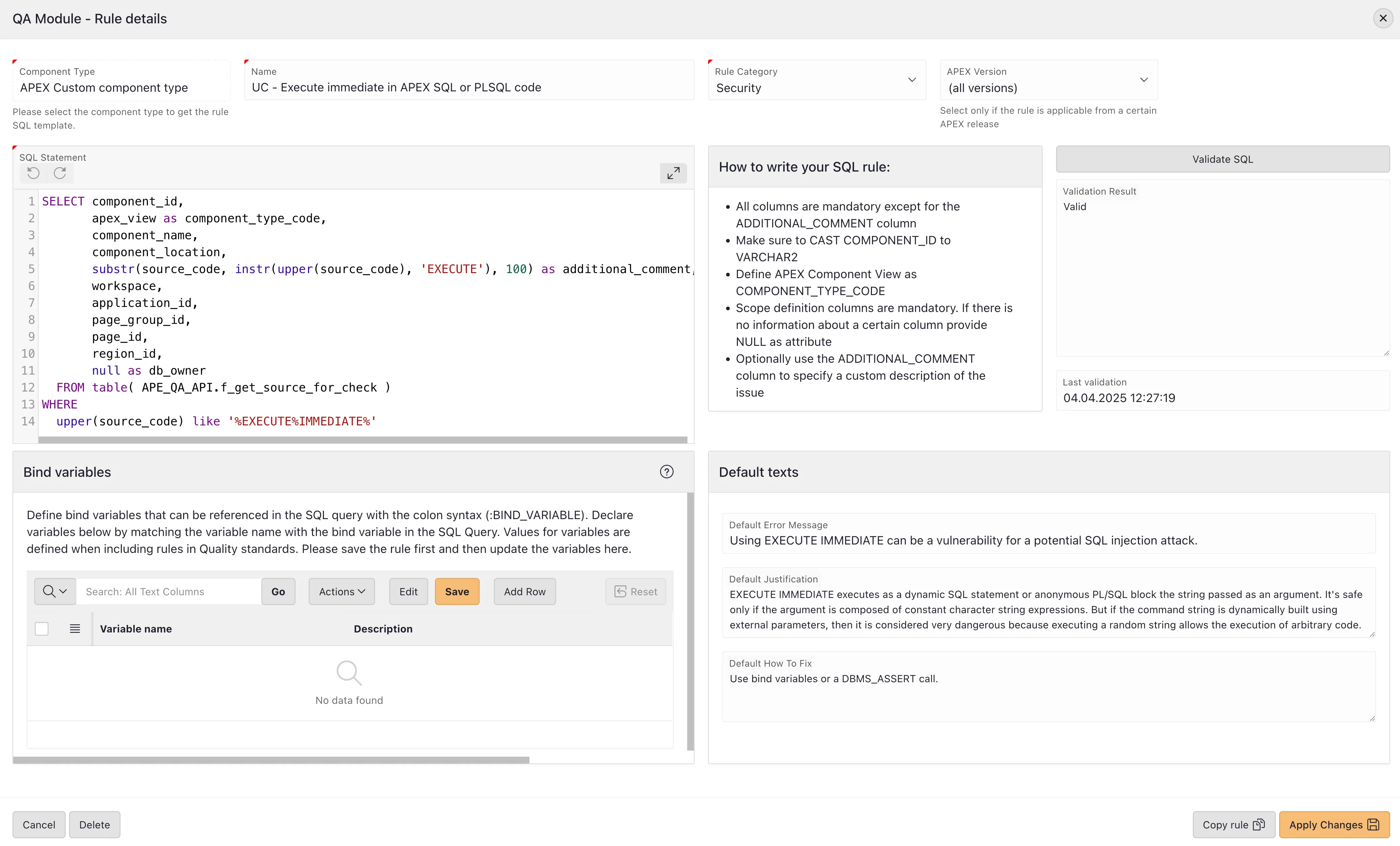 Quality Rule Builder